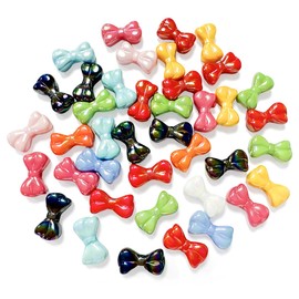 HAIKING Bow Beads, 40 PCS Colorful Acrylic Beads for Jewelry Making, DIY Crafts (18 x 10 mm/0.7 x 0.39 in)