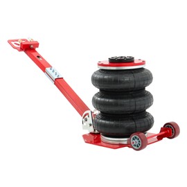 GXYWADY 17.7 Inch Triple Bag Air Jack 3 Ton/6600 lbs Long Handle Pneumatic Jack for Car SUV Lifting Red with Adjustable Long Handles