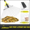 Adjustable Leaf Rake, Expandable Lightweight Metal Yard Rakes