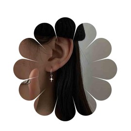 Inilbran Boho Northstar Drop Earrings Silver Northstar Dangle Earrings Vintage Star Hoop Earrings Minimalist Star Earrings Jewelry for Women and Girls