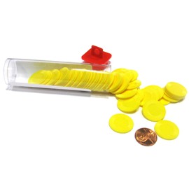 Set of 50 7/8" Easy Stacking Plastic Mini Playing Poker Chips - Yellow