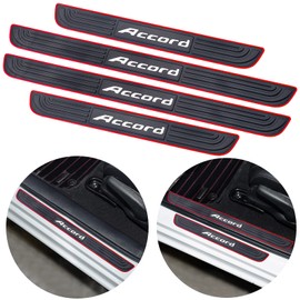 ONRAI 4pcs/Set Car Door Sill Plate Protectors - Black Soft Rubber Front/Rear Door Sill Scuff Plate Guard, Door Pedal Protector Stickers fit for Honda Accord (HA01)