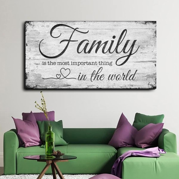 Family Quotes Canvas Wall Art Large Farmhouse Wall Sign for