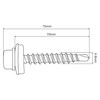 SKIR'CO (Pack of 50) Painted Roofing Screws 4.8 x 70