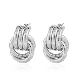 Chunky Silver Earrings for Women Trendy Silver Knot Earrings Big Statement Earrings Stackable Earrings Jewelry Gift for Girls