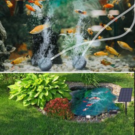 Lewisia 2.5W Solar Air Pump with Air Hose and Bubble Stone Pond Aerator Bubble Oxygenator