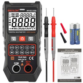 Multimeter TRMS 4000 Counts Digital Multimeter DC AC Voltage Tester Auto-Ranging Voltmeter with NCV Live Wire Resistance Frequency Capacitance Continuity Diode Temp for Auto/Home/Electrical MY8300B