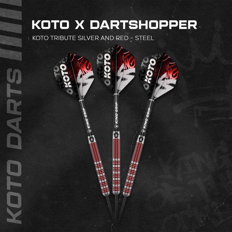 KOTO Tribute Darts 14 G, Silver & Red, Darts Set