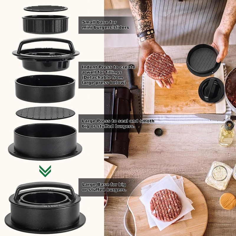 Navani 3-in-1 Burger Press | Non-Stick Patty Makers | 100