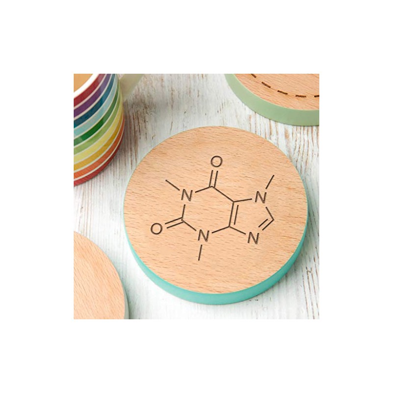 Engraved Natural Slate Coaster - Caffeine Molecule Coffee Coaster Gift