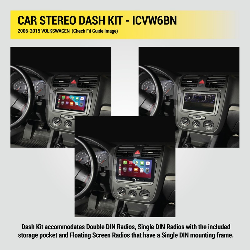 Scosche ICVW6BN Double DIN Radio Install Dash Kit Compatible with