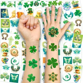 CUTELIILI St. Patrick's Day Shamrock Temporary Tattoos & Face Stickers, Waterproof Saint Patrick's Day Clover Tattoos Art Make up Deco Irish Party Favors