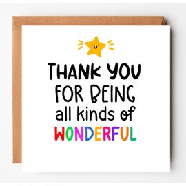 Thank you for being all kinds of Wonderful|Thank you card| appreciation card|card for colleague|for teacher|you are wodnderful|for boss