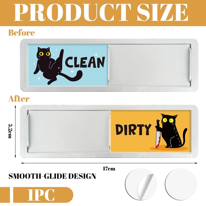 Pitigihe Dishwasher magnet 'Clean/Dirty', magnet with black cat motif