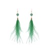 RUOFFETA Long Feather Earrings for Women, Bohemian Elegant Delicate Faux Druzy Charms Dangle Earrings(Green)