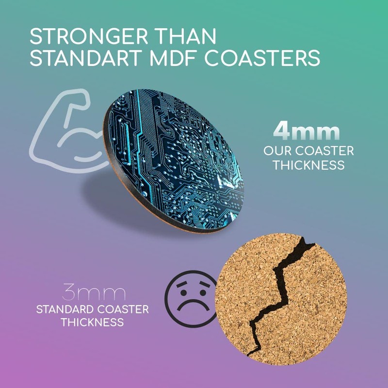 1 x Round Coaster - Computer Motherboard Gamer Gaming Cork