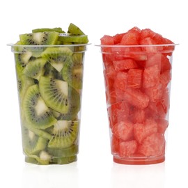 CHEF ROYALE 100 x 16oz Plastic Smoothie Cups - Plastic Cups - Smoothie Cup for Smoothies and Milkshakes - Recyclable & Disposable Cups (100, 16oz)