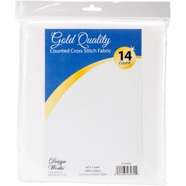 Design Works DW3079 60 x 36 in. Gold Quality Aida Fabric, White - 14 Count