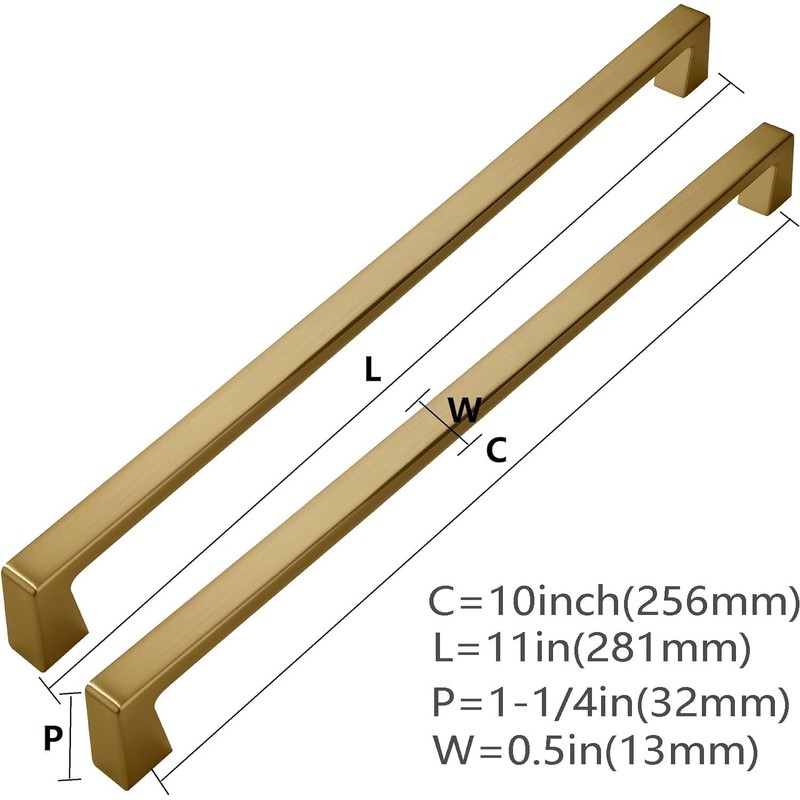 khtumeware 2 Pack Champagne Bronze Cabinet Pulls 10 Inch(256mm) Hole