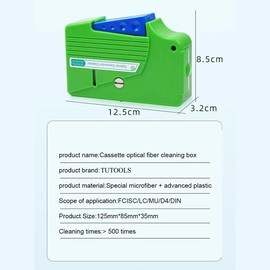TUTOOLS Cassette Fiber Optical Connector Cleaner,Fiber Optic Cleaning for 1.25mm/2.5mm,SC,FC,ST,MU,LC, Fiber Optic Cleaning Box Cleans Over 500 Times