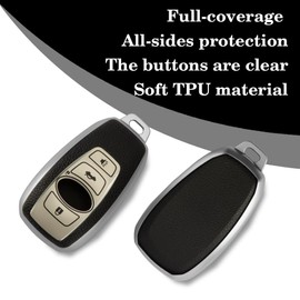WSepascI for Subaru Key Fob Cover,Key Fob Cover Case With Keychain,Fit Subaru Outback forester Crosstrek Ascent Brz Legacy Wrx,for Subaru Accessories Soft Tpu Leather Key Fob Cover 4 Button,Silver