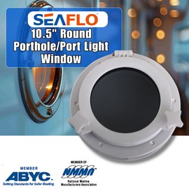 SEAFLO Round Porthole Window with ABS Plastic & Tempered Glass for Boat, Yacht, Marine Applications (White, 10.5")