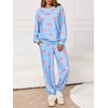 Tankaneo Womens 2 Piece Lounge Sets Bow Printed Sweatsuits Oversized