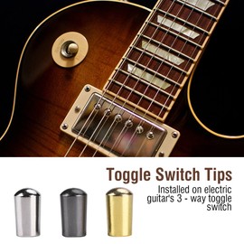 Bnineteenteam 3Pcs Guitar Switch Tip 3 Way Guitar Toggle Switch Knob Tip Guitar Switch Cap Copper for LP EPI Electric Guitar(Silver + Black + Gold) Guitar Switch Tip Performance Accessory