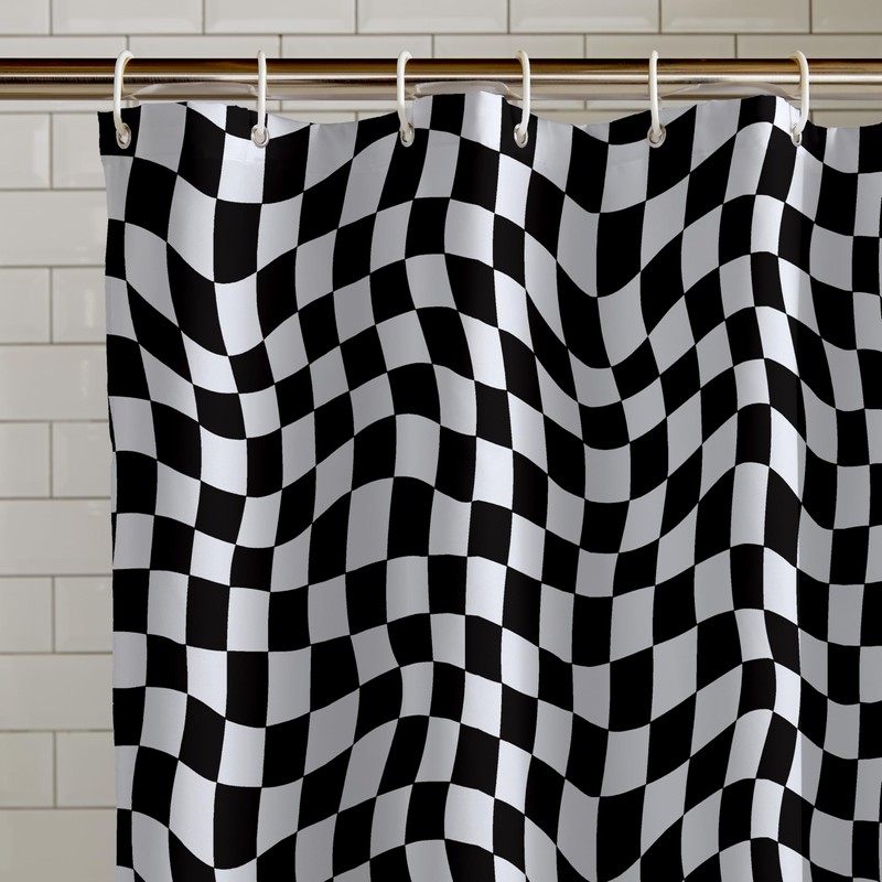 Catherine Lansfield Checkerboard 180 x 180 cm Shower Curtain Panel