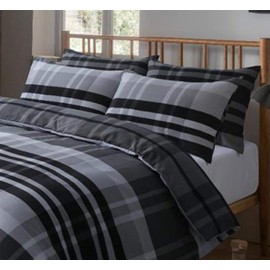 BLOOM BLENDS Hudson Check Duvet Cover Set – Modern Cotton Rich Bedding with Quilt Cover & Pillowcases – Soft & Stylish Bed Linen (King)