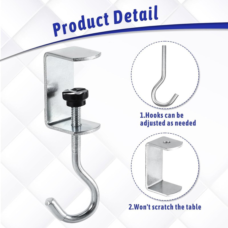 Shengsenfu Adjustable Desk Hooks for Table Metal Bag Holder &