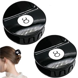 Liahelianx 8 Ball Hair Clip for Women 2Pcs Black Eight Ball Hair Clip Acetate Claw Clips Lightweight Strong Grip Hair Clips for Thick Hair, Fun Hair Barrettes Hair Accessories for Women Girls
