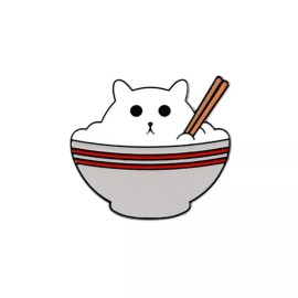 CAT RICE BOWL, Enamel Pins, Snow White Cat, Chopstick