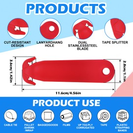 Moorstdel Safety Cutter Tool (Pack of 9) Ergonomic Film Cutting Blade,Unique Double Hook Design-Disposable Safety Cutter with Cutting Blade for Box,Strap, Carton and Package Opener (No Exposed Blade)