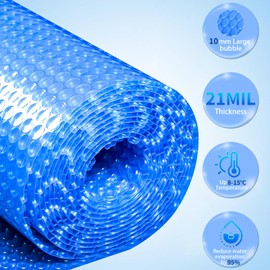 Solar Pool Cover, Blue 21-mil 8 FT Round Solar Cover for Above Ground Pools, 1600 Series Heavy-Duty Insulating Round Spa and Hot Tub Cover, Solar Blanket Pool Heater Cover for In-Ground Pools