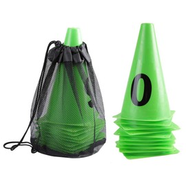Gavigain 10Pcs 23cm Soccer Training Cone,Green Soccer Cones Number 0-9 Football Barriers Marker