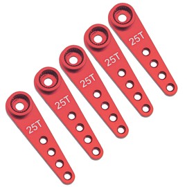 5Pcs 25T Servo Horn 37mm Metal 25 Teeth Extension Steering Arm Server Compatible with Futaba Savox Power HD HSP MG995 MG996 Servos for RC Car Truck (Red)