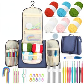 Reessy Crochet Kits for Beginners Adults, Complete Crochet Starter Kit with Soft Yarn, 0.6-6.0 mm Lace and Ergonomic Crochet Hooks, Storage Bag, Crochet Kits for Beginners Kids