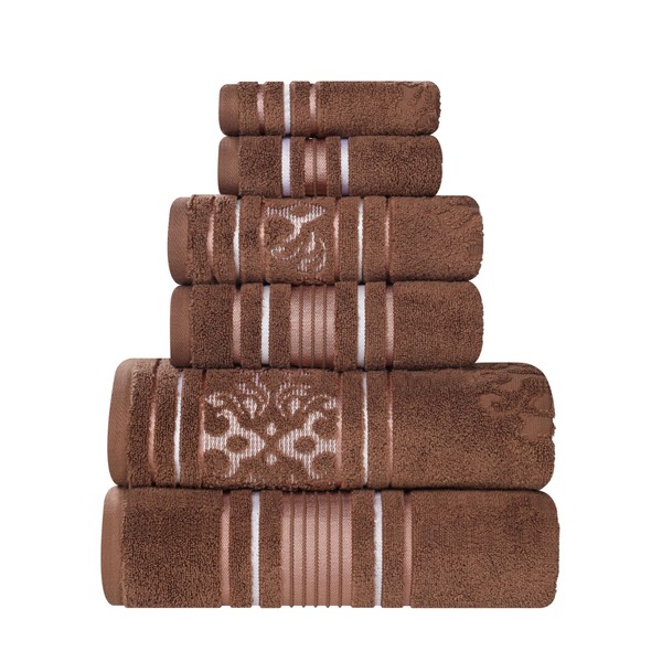 Superior Cotton 6 Piece Assorted Floral Towel Set, Includes 2