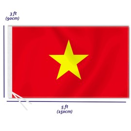 Large Vietnam Flag,3x5 FT Vietnamese 75D Outdoor Banner,Haitians Decor for Garden Yard Car Truck with Two String