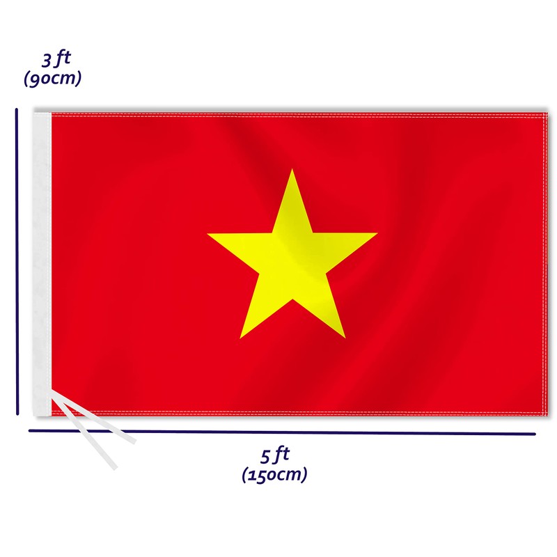 Large Vietnam Flag,3x5 FT Vietnamese 75D Outdoor Banner,Haitians Decor for