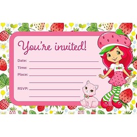 Set of 20 Pink Kids -Themed Happy Birthday Invitation Cards & Envelopes – Lightweight (240g), Postcard Style Invites for the Perfect Party Pack