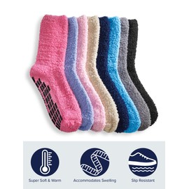 Men’s and Women’s Gripper Non-Skid Hospital Slipper Socks for Seniors - Beige One-Size