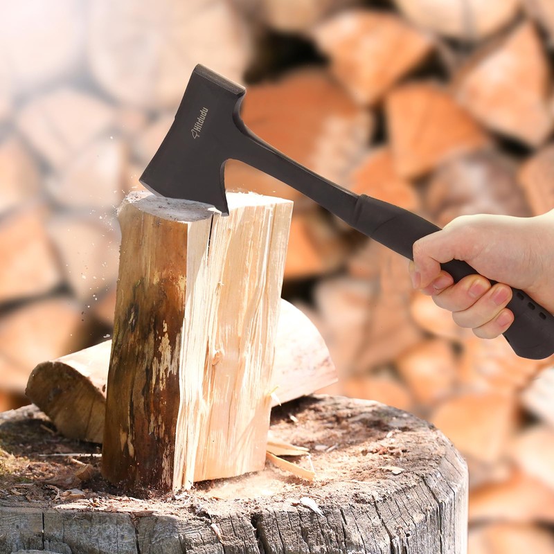 Hitdudu Camping Hatchet, Full Tang Camping Axe Splitting Axe for