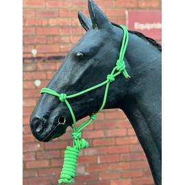 Hi-Viz Reflective Rope Headcollar with Lead Rope Se Fully Adjustable (Shetland, Green)