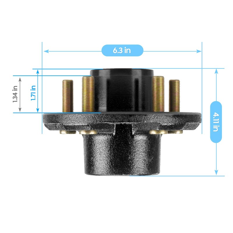 Trailer Wheel Idler Hub Kit, 5-Hole, 5" Bolt Circle Idler