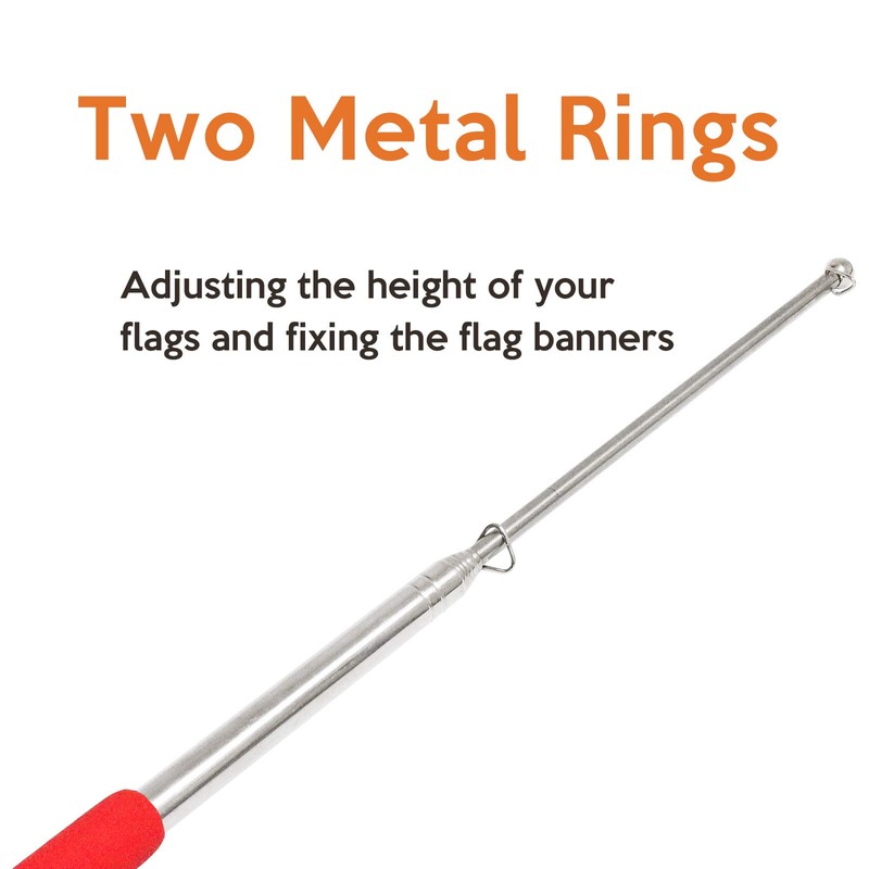ValueHall Handheld Flagpole 2Pcs Lightweight Extendable Stainless Steel Handheld Flagpole