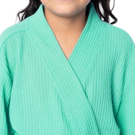 Fruit of the Loom Girl's Classic Waffle Robe, Waterfall Green, 4/5