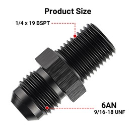 EVIL ENERGY 6AN to 1/4 BSPT Pipe Fitting Adapter Aluminum Straight Black