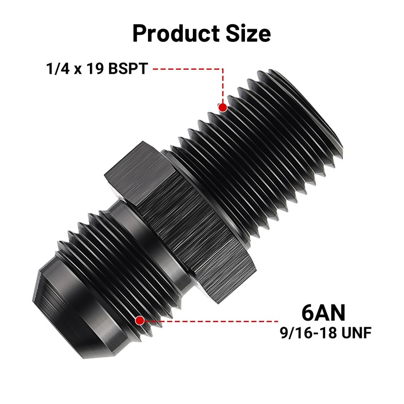 EVIL ENERGY 6AN to 1/4 BSPT Pipe Fitting Adapter Aluminum